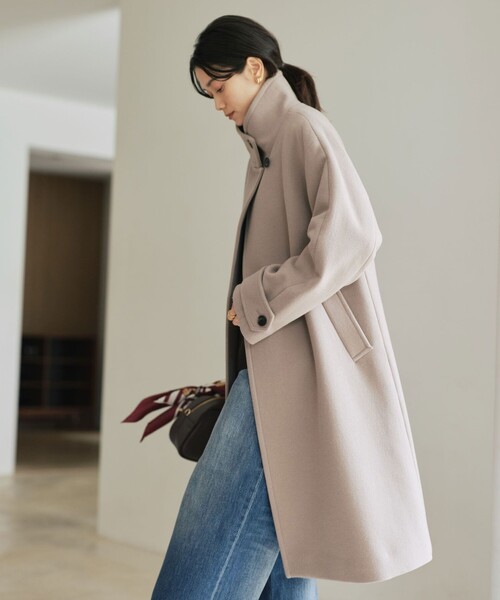 green label relaxing（グリーンレーベルリラクシング）の「［size SHORT/TALLあり］SENTDALE WOOL スタンドカラー ロング コート（その他アウター・レディース・グレー/モカ/ネイビー・38/36/SHORT/TALL）」の12枚目の写真