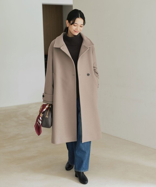 green label relaxing（グリーンレーベルリラクシング）の「［size SHORT/TALLあり］SENTDALE WOOL スタンドカラー ロング コート（その他アウター・レディース・グレー/モカ/ネイビー・38/36/SHORT/TALL）」の14枚目の写真