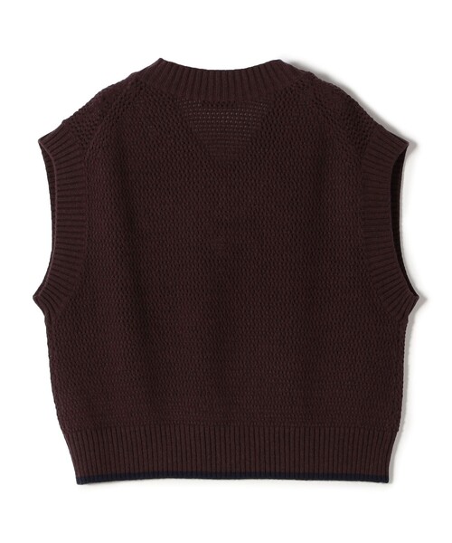 SHIPS(シップス)の「SHIPS Primary Navy Label:〈手洗い可能〉メッシュ ライン ニット ベスト(ニット/セーター・レディース・ブラウン/ダークグレー・ONE SIZE)」の4枚目の写真