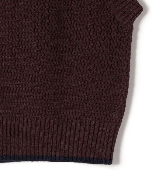 SHIPS(シップス)の「SHIPS Primary Navy Label:〈手洗い可能〉メッシュ ライン ニット ベスト(ニット/セーター・レディース・ブラウン/ダークグレー・ONE SIZE)」の7枚目の写真