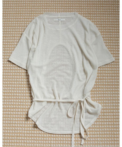 anuke（アンヌーク）の「Sheerrib Backopen T-shirts（Tシャツ/カットソー・レディース・ブラック/アイボリー・FREE）」の12枚目の写真
