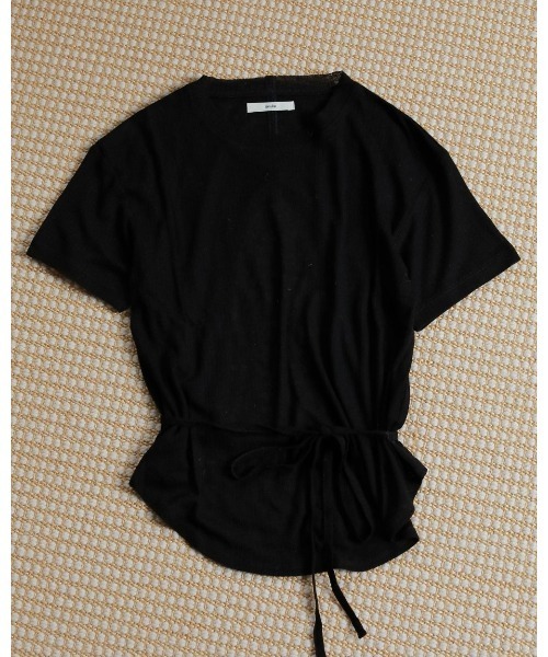 anuke（アンヌーク）の「Sheerrib Backopen T-shirts（Tシャツ/カットソー・レディース・ブラック/アイボリー・FREE）」の8枚目の写真