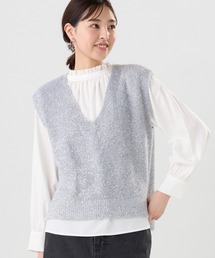 Pitta Re:) | 【Pitta Re:)】 ニット シャイニーフェザー Vネックベスト(ニット/セーター)