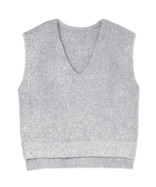 Pitta Re:)（ピッタリ）の「【Pitta Re:)】 ニット シャイニーフェザー Vネックベスト（ニット/セーター・レディース・シルバー/ゴールド・L/M）」の5枚目の写真