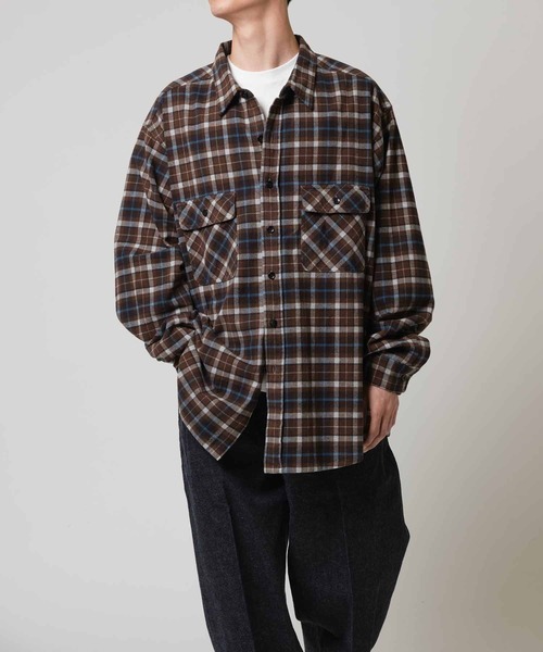 PENDLETON（ペンドルトン）の「PENDLETON |〈別注〉 レギュラーカラー チェックシャツ MEN（シャツ/ブラウス・メンズ・オレンジ/ブラウン/グレー・M/L/S）」の5枚目の写真