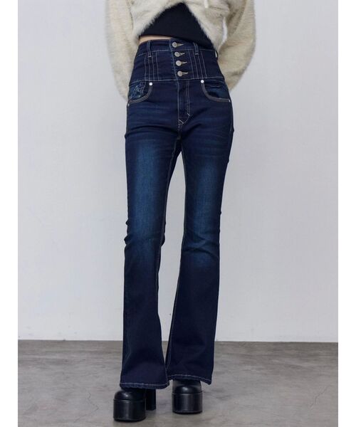 EMODA（エモダ）の「リボンポケットハイウエストパギンス（デニムパンツ・レディース・ブラック/インディゴブルー・SMALL/MEDIUM/X-SMALL）」の4枚目の写真