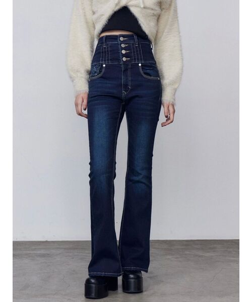 EMODA（エモダ）の「リボンポケットハイウエストパギンス（デニムパンツ・レディース・ブラック/インディゴブルー・SMALL/MEDIUM/X-SMALL）」の5枚目の写真