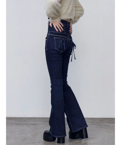 EMODA（エモダ）の「リボンポケットハイウエストパギンス（デニムパンツ・レディース・ブラック/インディゴブルー・SMALL/MEDIUM/X-SMALL）」の6枚目の写真