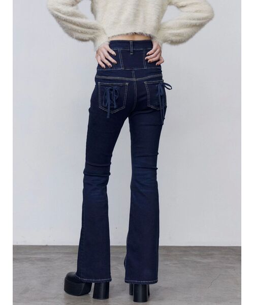 EMODA（エモダ）の「リボンポケットハイウエストパギンス（デニムパンツ・レディース・ブラック/インディゴブルー・SMALL/MEDIUM/X-SMALL）」の7枚目の写真