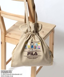 FILA×PEANUTS SNOOPY　キャラクタープリント キャンバス・デニム巾着トートバッグ