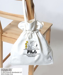FILA×PEANUTS SNOOPY　キャラクタープリント キャンバス・デニム巾着トートバッグ