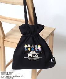 FILA×PEANUTS SNOOPY キャラクタープリント キャンバス・デニム巾着トートバッグ