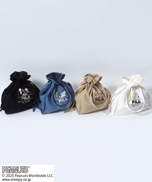 PEANUTS（ピーナッツ）の「FILA×PEANUTS SNOOPY　キャラクタープリント キャンバス・デニム巾着トートバッグ（トートバッグ・レディース・ブラック/ベージュ/インディゴブルー/オフホワイト・FREE）」の9枚目の写真