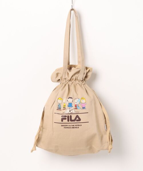 PEANUTS（ピーナッツ）の「FILA×PEANUTS SNOOPY　キャラクタープリント キャンバス・デニム巾着トートバッグ（トートバッグ・レディース・ブラック/ベージュ/インディゴブルー/オフホワイト・FREE）」の22枚目の写真