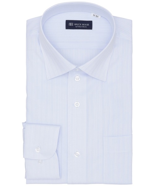 TOKYO SHIRTS(トウキョウシャツ)の「形態安定ノンアイロン ワイド 長袖ビジネスワイシャツ(ビジネスシャツ・メンズ・ブルー・首回り37cm-裄丈80cm/首回り39cm-裄丈80cm/首回り39cm-裄丈84cm/首回り41cm-裄丈82cm/首回り41cm-裄丈86cm/首回り42cm-裄丈82cm/首回り42cm-裄丈86cm/首回り43cm-裄丈82cm/首回り43cm-裄丈86cm/首回り37cm-裄丈84cm)」の1枚目の写真