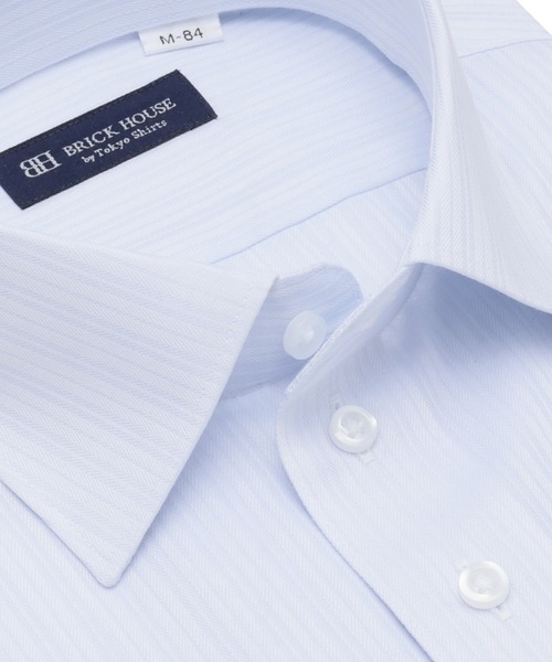 TOKYO SHIRTS(トウキョウシャツ)の「形態安定ノンアイロン ワイド 長袖ビジネスワイシャツ(ビジネスシャツ・メンズ・ブルー・首回り37cm-裄丈80cm/首回り39cm-裄丈80cm/首回り39cm-裄丈84cm/首回り41cm-裄丈82cm/首回り41cm-裄丈86cm/首回り42cm-裄丈82cm/首回り42cm-裄丈86cm/首回り43cm-裄丈82cm/首回り43cm-裄丈86cm/首回り37cm-裄丈84cm)」の2枚目の写真