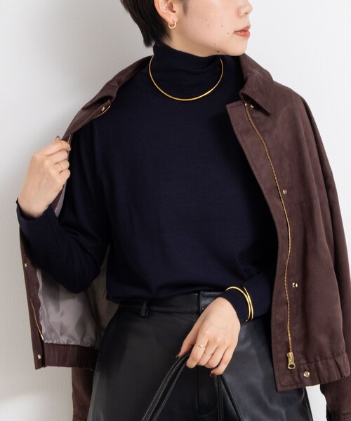 NOLLEY’S Sophi(ノーリーズソフィ)の「《手洗い可能》18Gウール100%ハイネックプルオーバー(ニット/セーター・レディース・ベビーピンク/チャコールグレー/オフホワイト/ミント/レッド/ダークネイビー・38)」の4枚目の写真