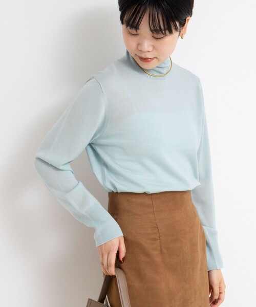 NOLLEY’S Sophi(ノーリーズソフィ)の「《手洗い可能》18Gウール100%ハイネックプルオーバー(ニット/セーター・レディース・ベビーピンク/チャコールグレー/オフホワイト/ミント/レッド/ダークネイビー・38)」の15枚目の写真