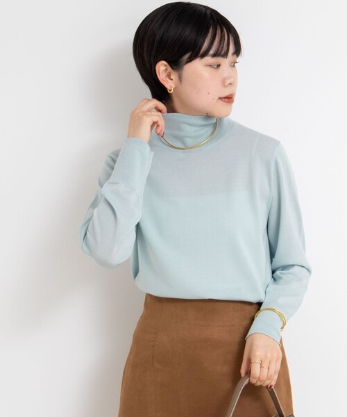 NOLLEY’S Sophi(ノーリーズソフィ)の「《手洗い可能》18Gウール100%ハイネックプルオーバー(ニット/セーター・レディース・ベビーピンク/チャコールグレー/オフホワイト/ミント/レッド/ダークネイビー・38)」の19枚目の写真