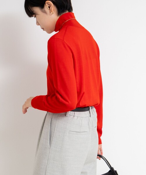 手洗い可能》18Gウール100%ハイネックプルオーバー（ニット/セーター