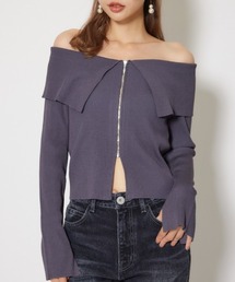 rienda | フロントZIPリブニットTOP 秋服 冬服 秋服 冬服(ニット/セーター)