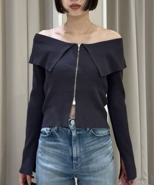 rienda（リエンダ）の「フロントZIPリブニットTOP 秋服 冬服 秋服 冬服（ニット/セーター・レディース・グレー/レッド/ライトブラック・FREE）」の13枚目の写真