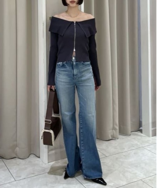 rienda（リエンダ）の「フロントZIPリブニットTOP 秋服 冬服 秋服 冬服（ニット/セーター・レディース・グレー/レッド/ライトブラック・FREE）」の14枚目の写真