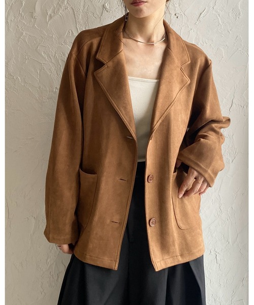 セール】フェイクスエード長袖テーラードジャケット（テーラード