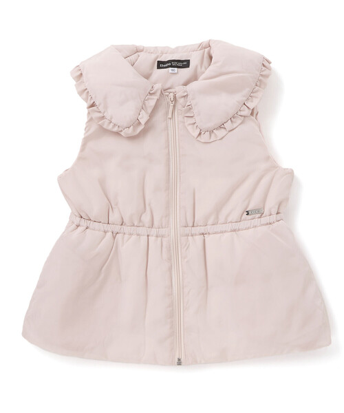 【撥水】BIGカラー中綿フリルベスト