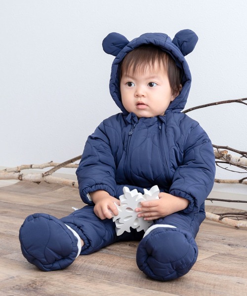 SweetMommy(スウィートマミー)の「アニマル カバーオール 【キルティング】(ロンパース・キッズ・ホワイト/ピンク/ネイビー・70/80/90)」の3枚目の写真