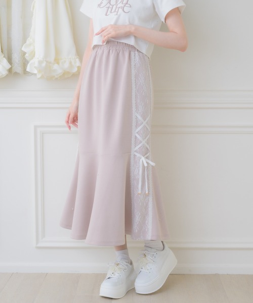 couture BY ROJITA(クチュールバイロジータ)の「【セットアップ対応】レースラインスウェットマーメイドスカート(スカート・レディース・ホワイト/ブラック/グレー/ピンク・FREE)」の1枚目の写真