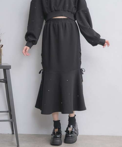 couture BY ROJITA(クチュールバイロジータ)の「【セットアップ対応】レースラインスウェットマーメイドスカート(スカート・レディース・ホワイト/ブラック/グレー/ピンク・FREE)」の3枚目の写真