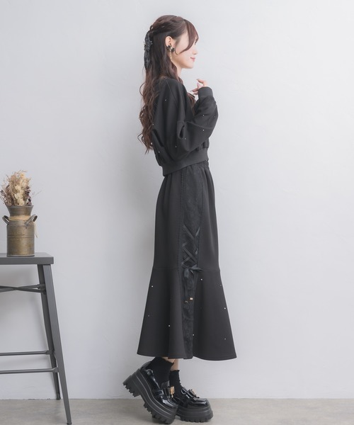 couture BY ROJITA(クチュールバイロジータ)の「【セットアップ対応】レースラインスウェットマーメイドスカート(スカート・レディース・ホワイト/ブラック/グレー/ピンク・FREE)」の13枚目の写真