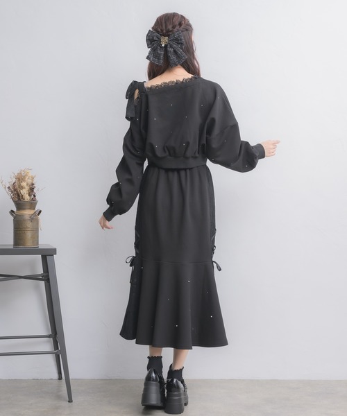 couture BY ROJITA(クチュールバイロジータ)の「【セットアップ対応】レースラインスウェットマーメイドスカート(スカート・レディース・ホワイト/ブラック/グレー/ピンク・FREE)」の14枚目の写真