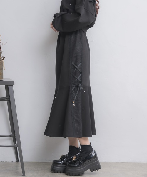 couture BY ROJITA(クチュールバイロジータ)の「【セットアップ対応】レースラインスウェットマーメイドスカート(スカート・レディース・ホワイト/ブラック/グレー/ピンク・FREE)」の7枚目の写真