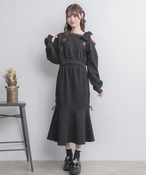 couture BY ROJITA(クチュールバイロジータ)の「【セットアップ対応】レースラインスウェットマーメイドスカート(スカート・レディース・ホワイト/ブラック/グレー/ピンク・FREE)」の22枚目の写真
