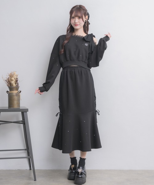 couture BY ROJITA(クチュールバイロジータ)の「【セットアップ対応】レースラインスウェットマーメイドスカート(スカート・レディース・ホワイト/ブラック/グレー/ピンク・FREE)」の10枚目の写真