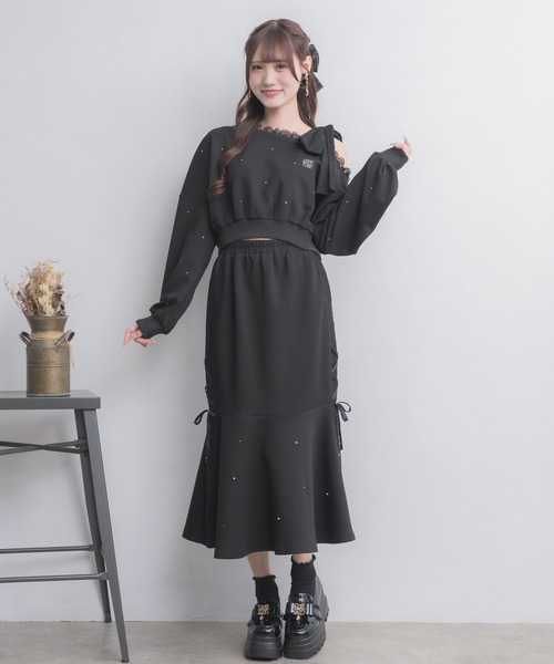 couture BY ROJITA(クチュールバイロジータ)の「【セットアップ対応】レースラインスウェットマーメイドスカート(スカート・レディース・ホワイト/ブラック/グレー/ピンク・FREE)」の11枚目の写真