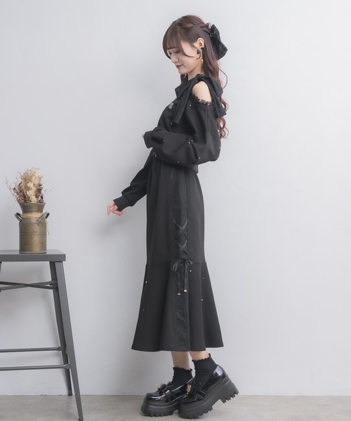 couture BY ROJITA(クチュールバイロジータ)の「【セットアップ対応】レースラインスウェットマーメイドスカート(スカート・レディース・ホワイト/ブラック/グレー/ピンク・FREE)」の12枚目の写真
