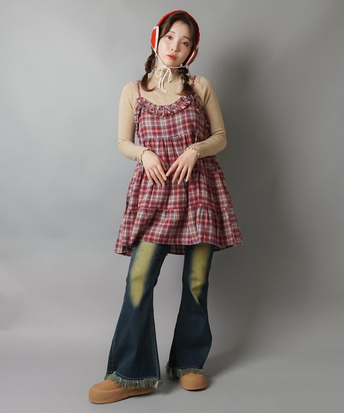 SPINNS（スピンズ）の「重ねても一枚でも使える♪配色メロウシアーカットソー（ニット/セーター・レディース・ワイン/アイボリー/ベージュ・ONESIZE）」の17枚目の写真