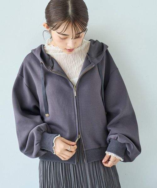mil（ミル）の「クロップド ダブルジップパーカー【588108】（パーカー・レディース・チャコールグレー/ブラック/アイボリー・ONESIZE）」の14枚目の写真