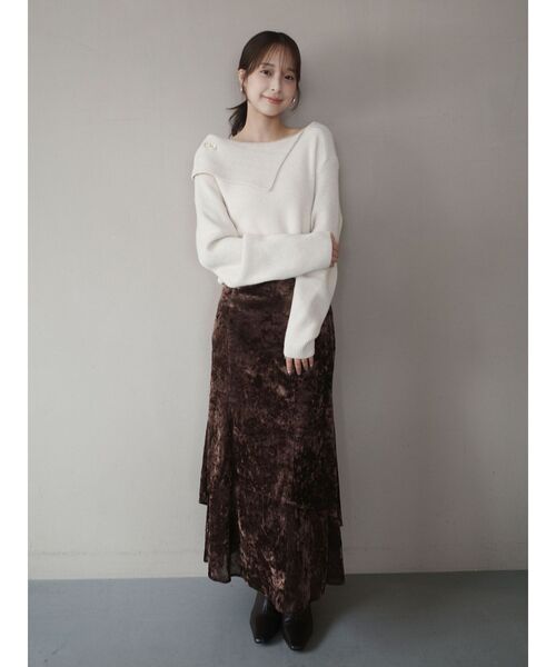 LAGUNAMOON（ラグナムーン）の「アシンメトリーカラーニットプルオーバー（ニット/セーター・レディース・レッド/ネイビー/ベージュ・FREE）」の11枚目の写真