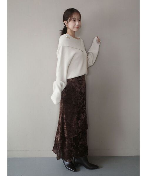 LAGUNAMOON（ラグナムーン）の「アシンメトリーカラーニットプルオーバー（ニット/セーター・レディース・レッド/ネイビー/ベージュ・FREE）」の12枚目の写真