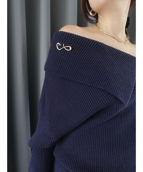 LAGUNAMOON（ラグナムーン）の「アシンメトリーカラーニットプルオーバー（ニット/セーター・レディース・レッド/ネイビー/ベージュ・FREE）」の14枚目の写真