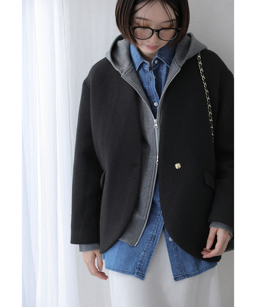 セール】ノーカラーショートコート（ノーカラーコート）｜La TOTALITE