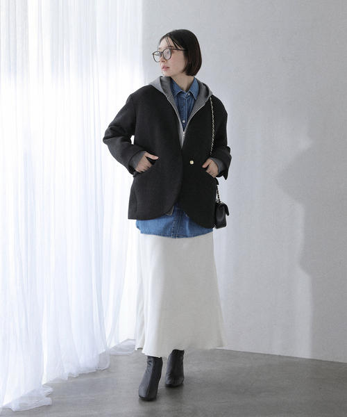 セール】ノーカラーショートコート（ノーカラーコート）｜La TOTALITE