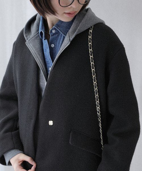 セール】ノーカラーショートコート（ノーカラーコート）｜La TOTALITE