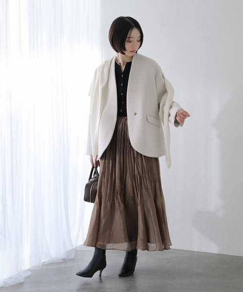 セール】ノーカラーショートコート（ノーカラーコート）｜La TOTALITE