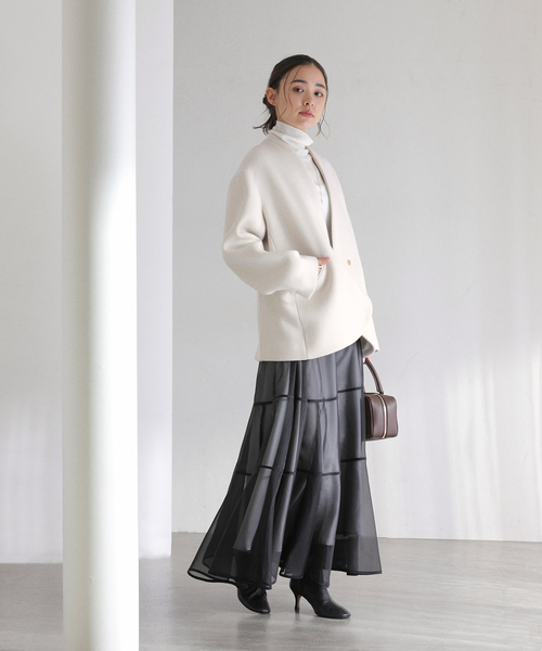 セール】ノーカラーショートコート（ノーカラーコート）｜La TOTALITE