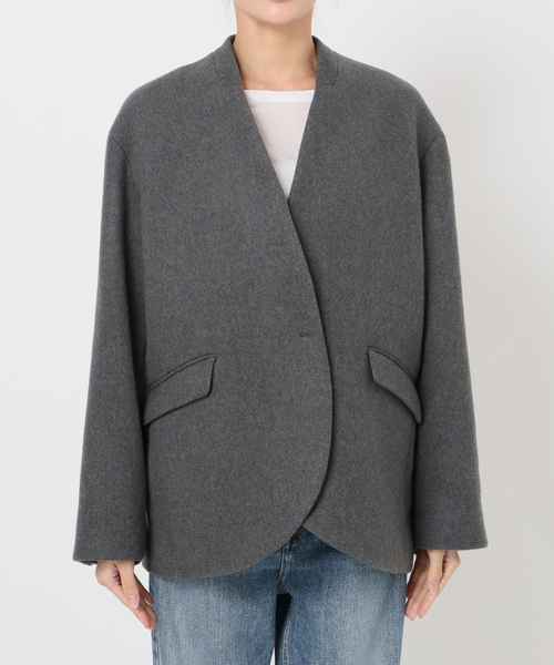 セール】ノーカラーショートコート（ノーカラーコート）｜La TOTALITE